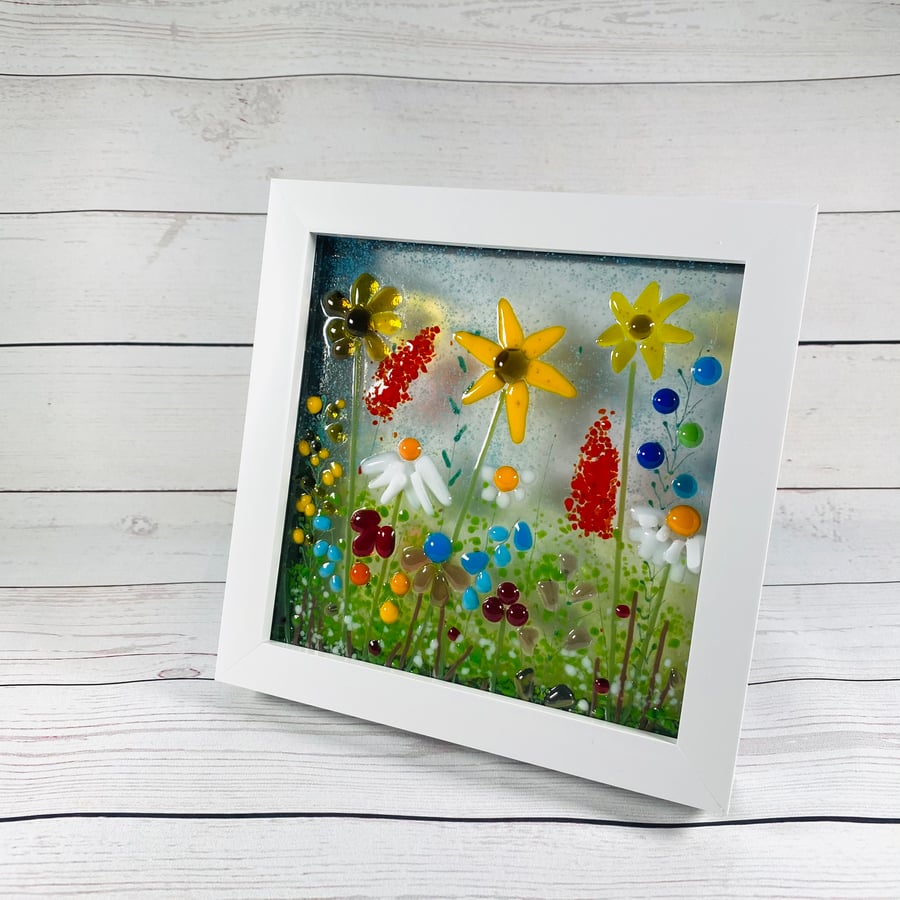 fused glass picture, “wild meadow”