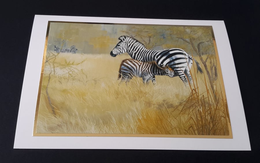 Zebra Blank Greeting Card - Wildlife Artwork by Pollyanna Pickering