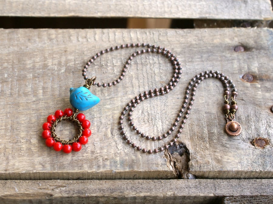 Vibrant Polymer Clay Bird Necklace