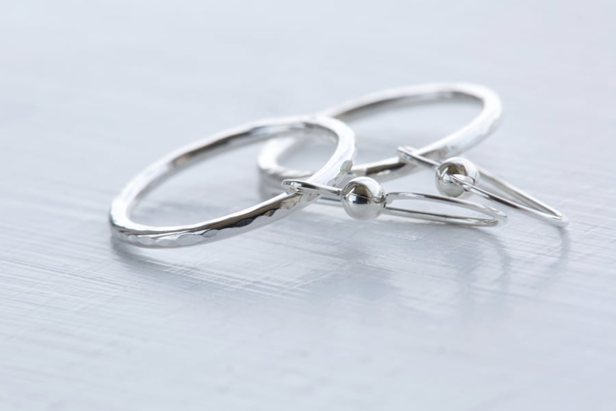Handmade 925 Sterling Silver Small Circle Dangling Earrings