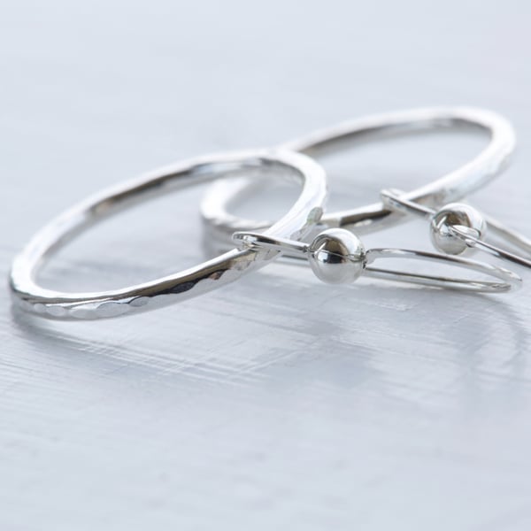 Handmade 925 Sterling Silver Small Circle Dangling Earrings