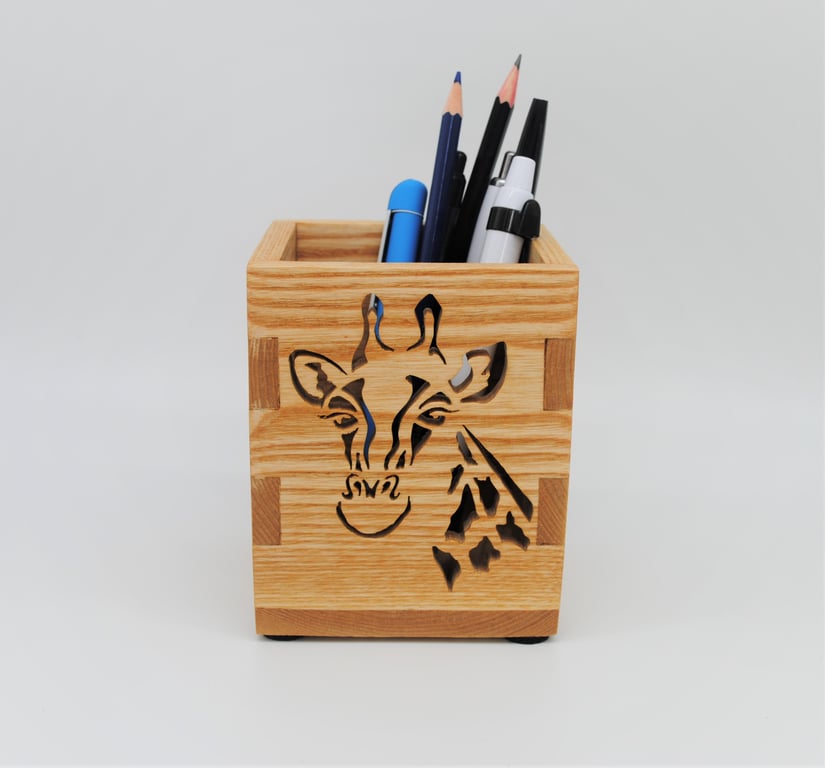 Wooden Pencil Box, Desk Tidy - Giraffe