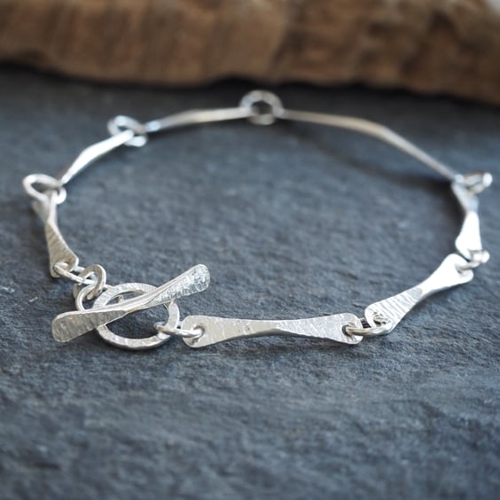 Silver Hallmarked Forged Link Bracelet