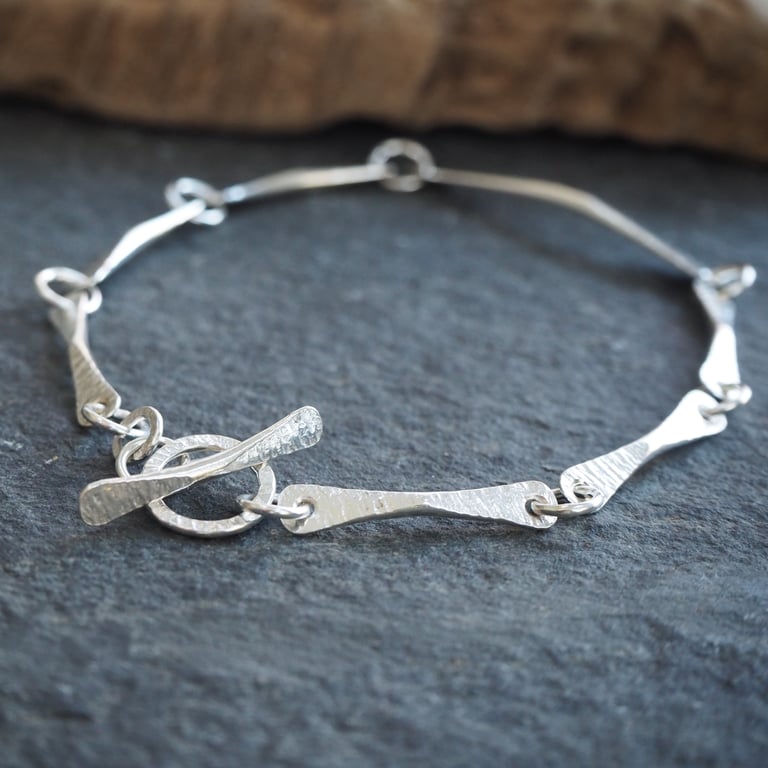 Silver Hallmarked Forged Link Bracelet