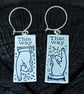 Handmade silver earrings, pointing finger, printmaking, vintage retro look - Image 3
