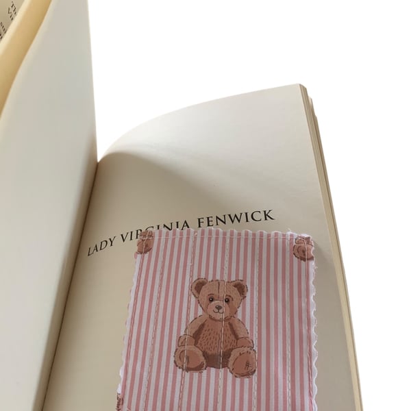 Quilted Fabric Corner Bookmark.  Teddy Bear Collection.  Limited Edition.