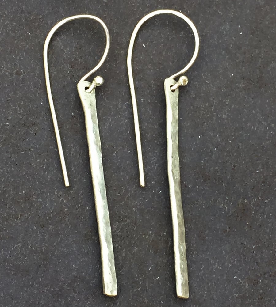 Textured Sterling Silver Drop Earrings - UK Free Post