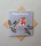 Robin on a holly branch Christmas card - Image 7