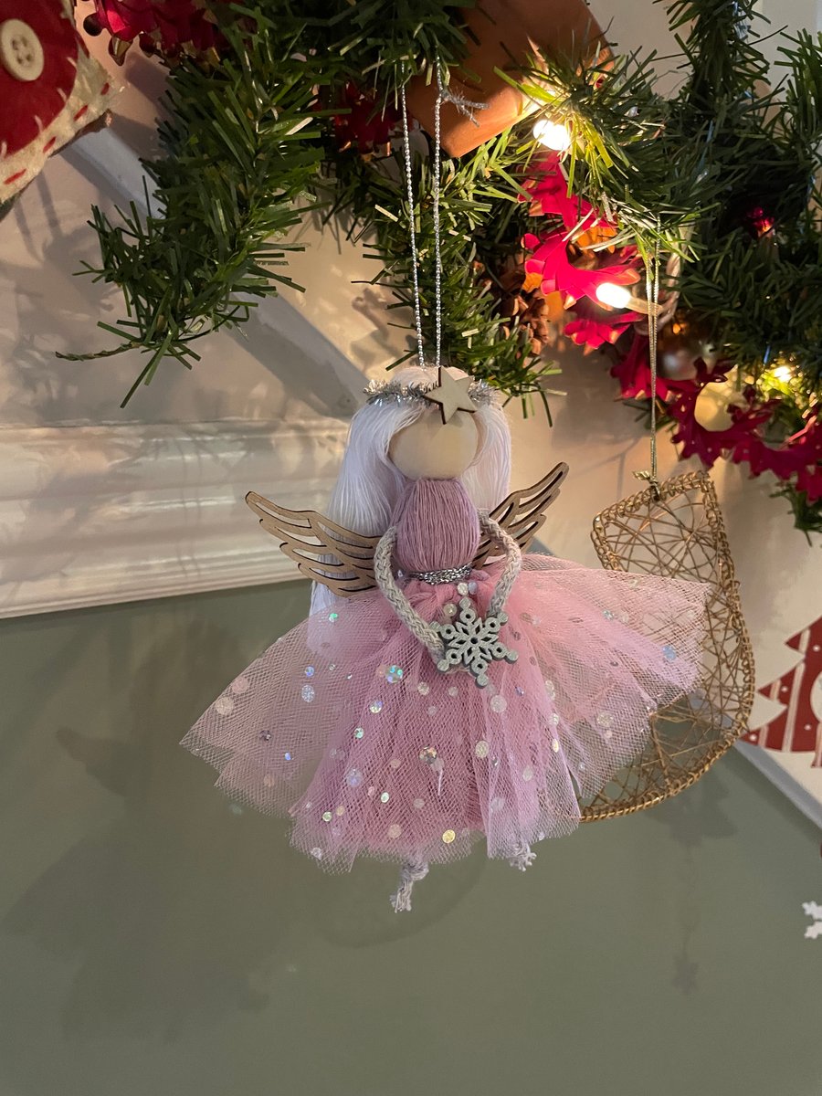 Christmas angel hanging decoration - xmas fairy- guardian angel, tree topper  