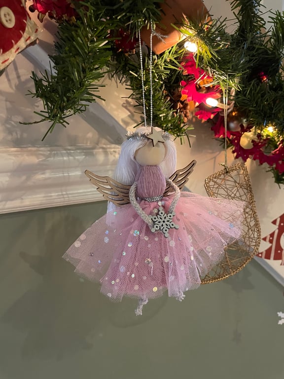 Christmas angel hanging decoration - xmas fairy- guardian angel, tree topper  