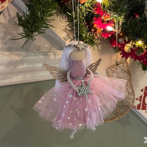Christmas angel hanging decoration - xmas fairy- guardian angel 