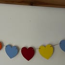 Heart shaped wooden bunting