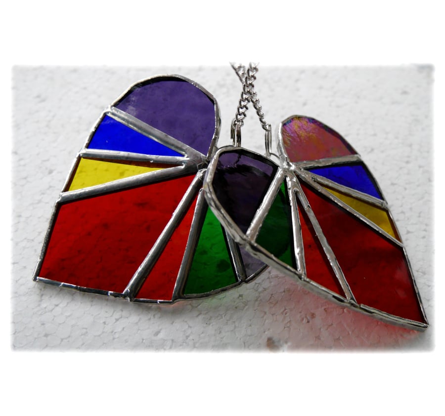 RESERVED Love Heart Rainbow Stained Glass Suncatcher 8cm 