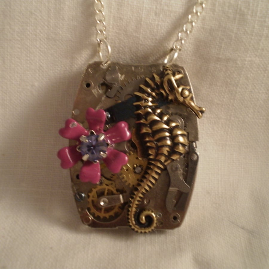 Steampunk Seahorse Garden Necklace