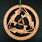 Three Celtic Hares - small wooden wall hanging or window ornament