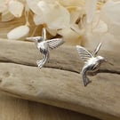 Dainty Hummingbird Sterling Silver Earrings