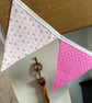 Handmade Fabric Bunting 8 Flags in Bright Pink & White Floral Patterns - Image 6