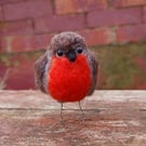 Needle Felt Robin - wool textile art 