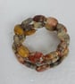 Beaded Memory Wire Bracelet with Picture Jasper Stones - Image 1