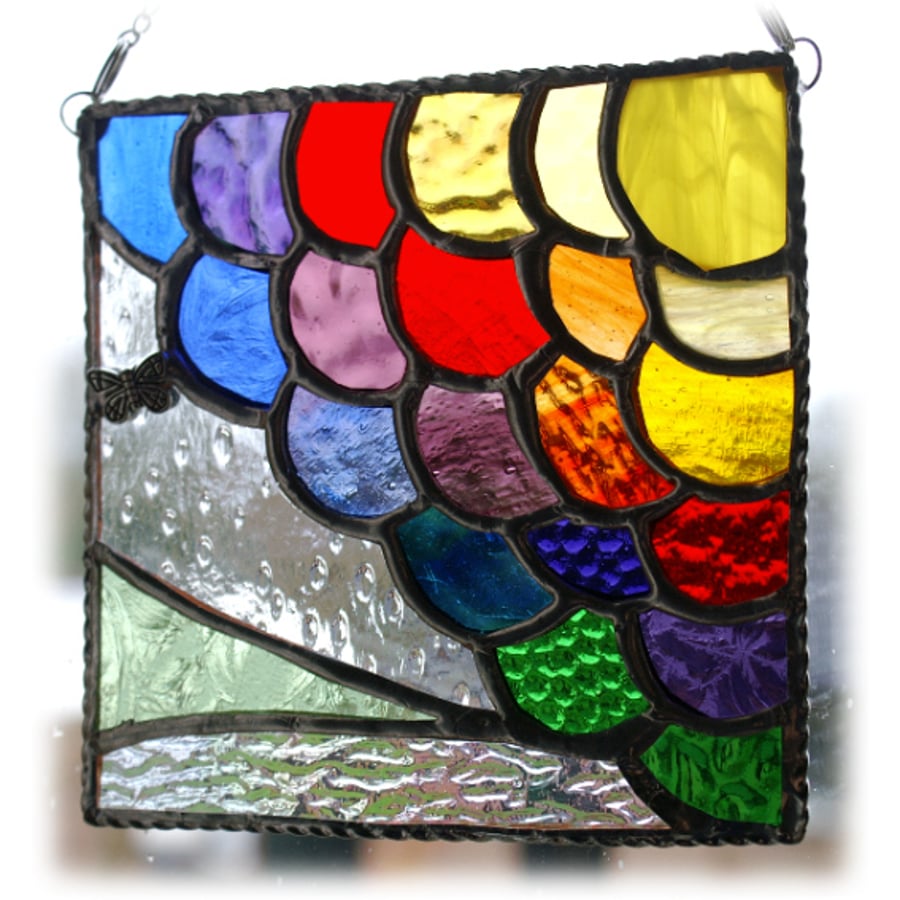 Rainbow Clouds Stained Glass Suncatcher Handmade After the Rain