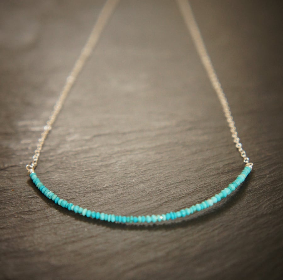 Tiny Turquoise and Sterling Silver Necklace