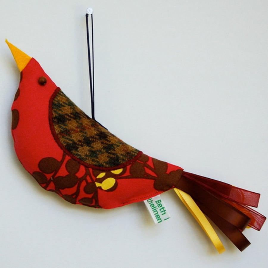 Red Berry Bird Lavender Bag