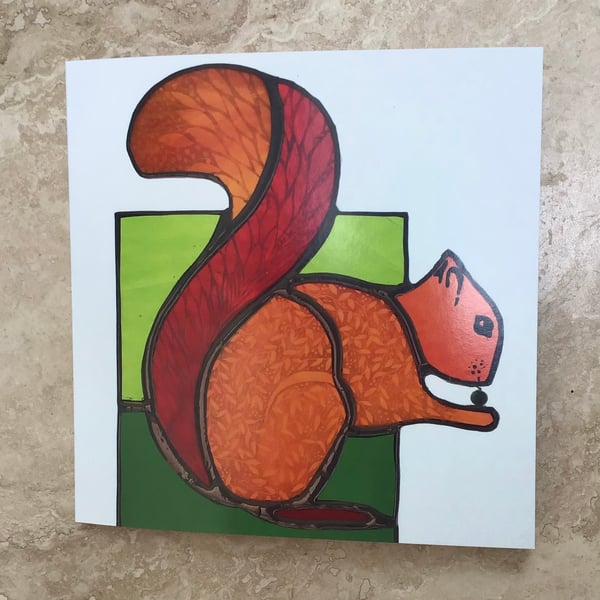 Greetings Card - Stained glass 'Red Squirrel’