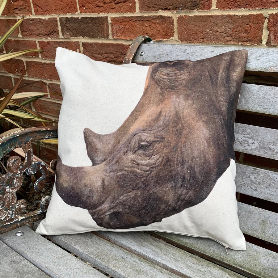 Rhino face cushion cover