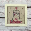 Pink Valentine Textile Card - Valentines Day Card - my Valentine Card