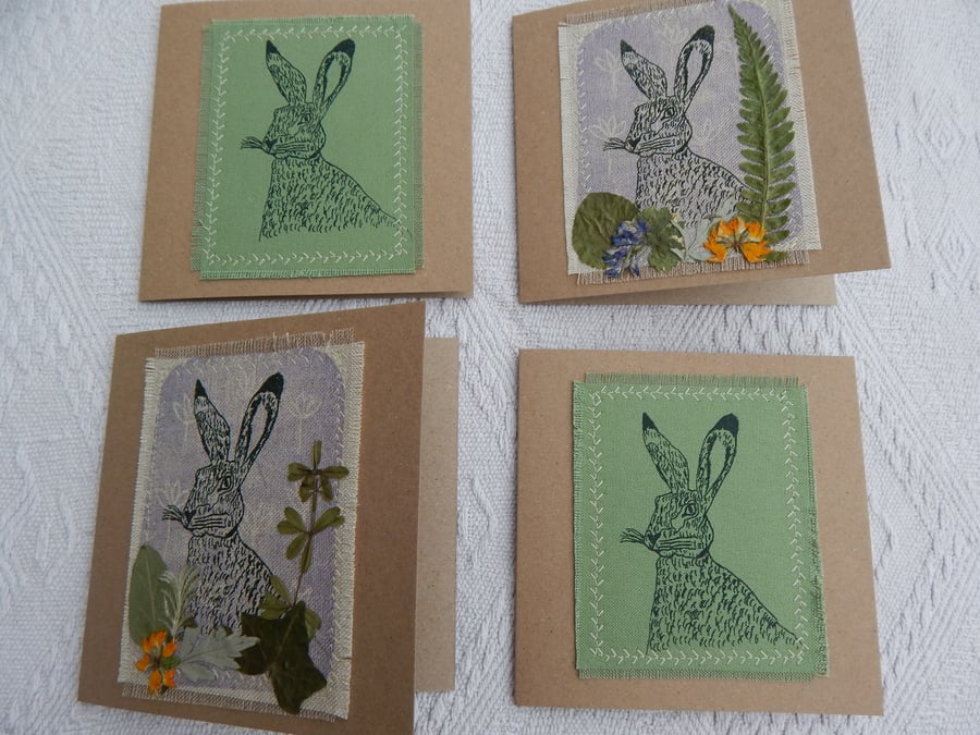 Screen printed Hare cards - Pack of 4