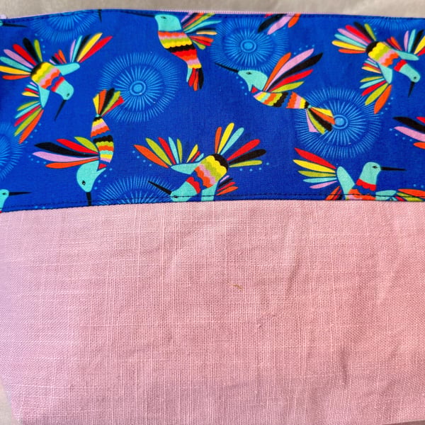 Hummingbirds - Large zipped pouch for toiletries, shaving kit, art, etc...