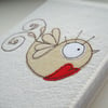 embroidered notebook - neutral bird fabric cover - A6