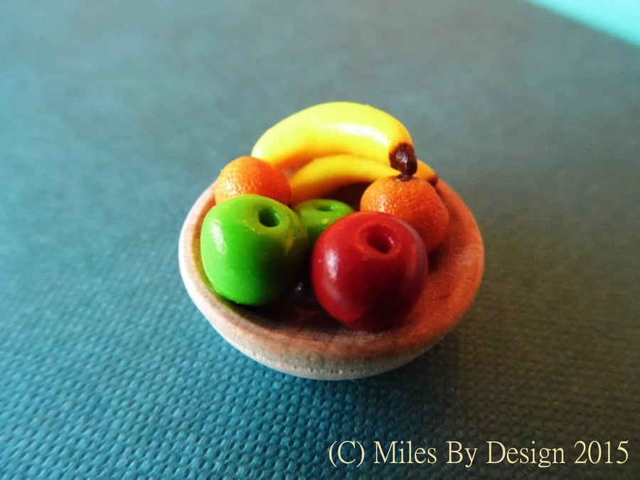Large Fruit Bowl Miniature for Dolls House - Food - Gifts - Doll House