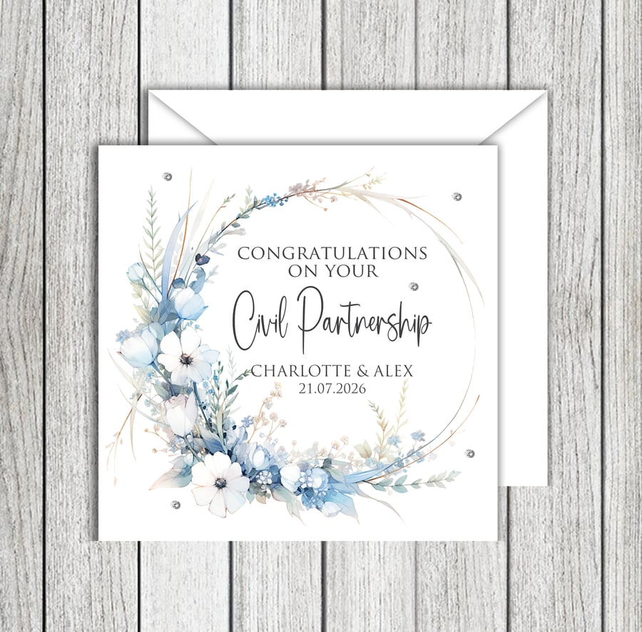 Dusty Blue Floral - Civil Partnership