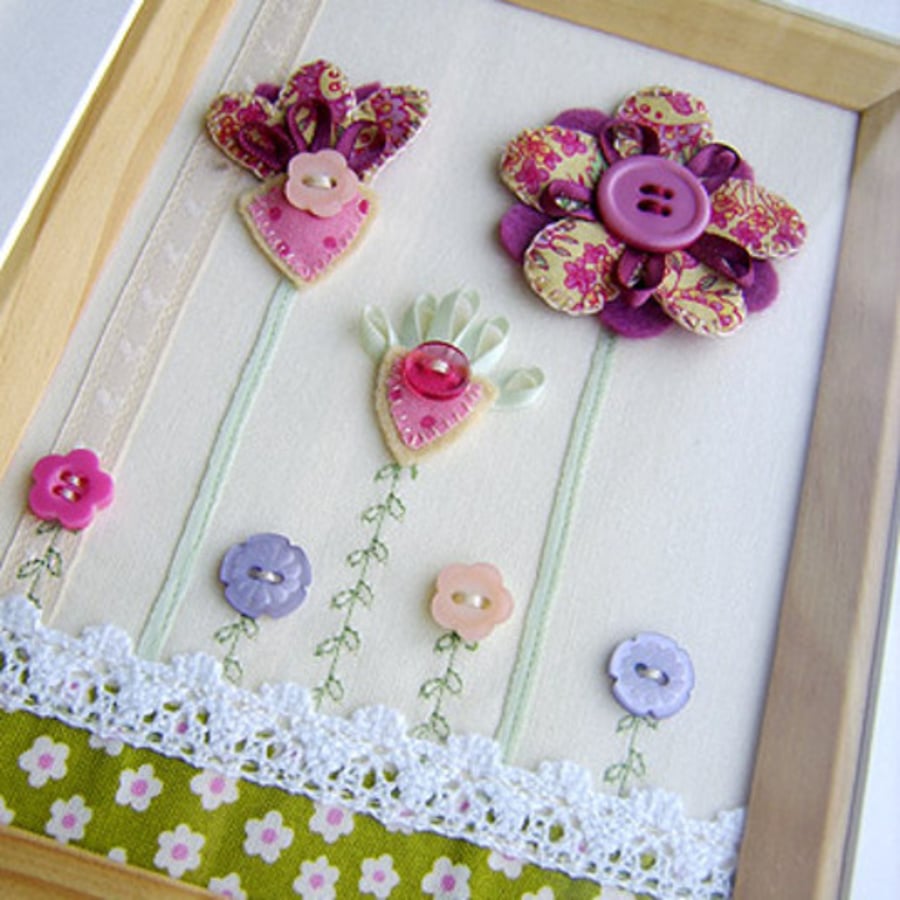 Floral Fabric Framed Picture