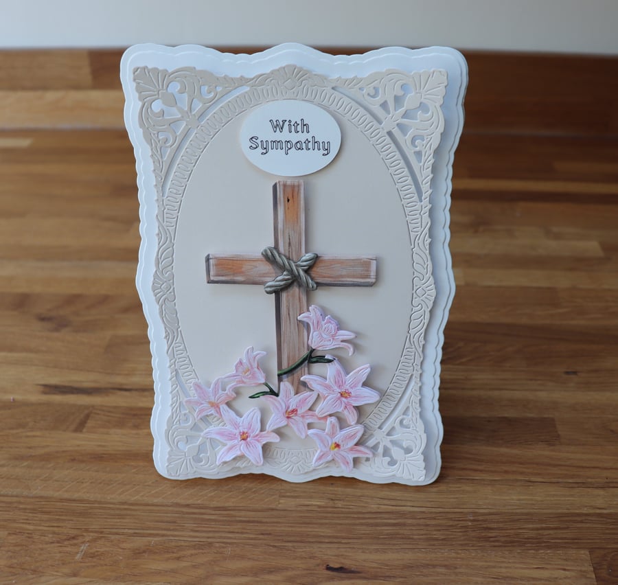 cherished Cross with Flowers.