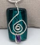 Emerald Glass and Silver Spiral Pendant - Image 5