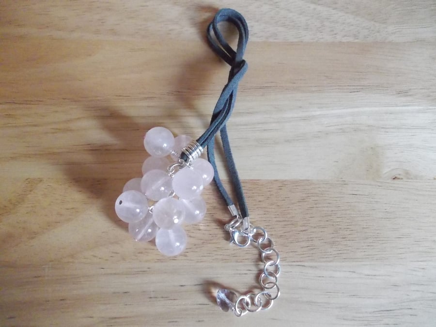 Chunky rose quartz cluster pendant