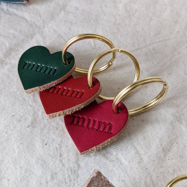 Personalised Leather Mini Heart Keyring, 3rd Wedding Anniversary Gift