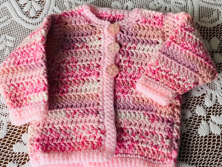 Crochet multi colour baby cardigan