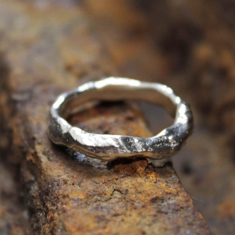 Recycled Sterling Silver Molten Ring - The Little Rock 