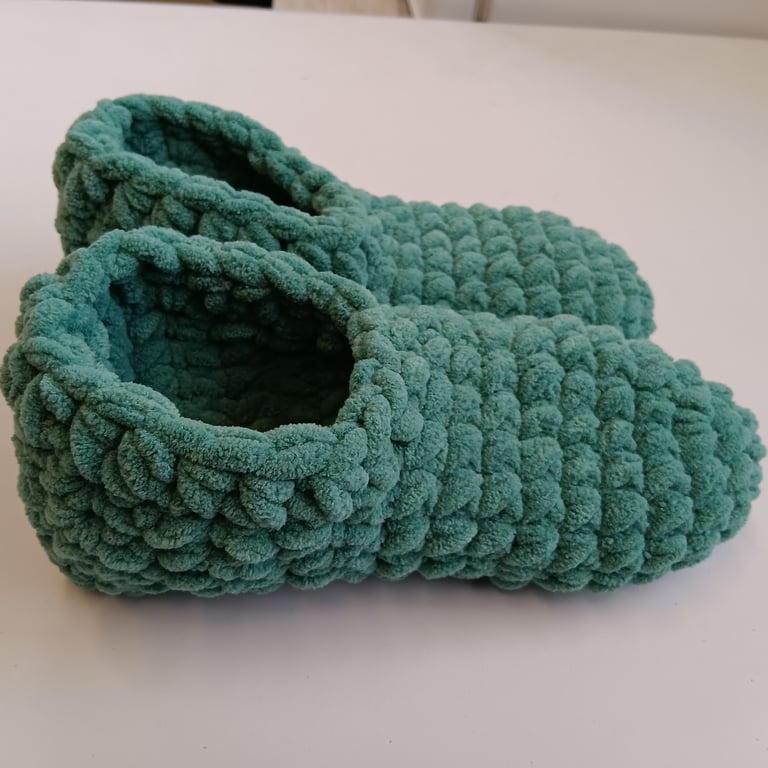 Crochet Slipper Socks (Green) - cosy and comfortable!