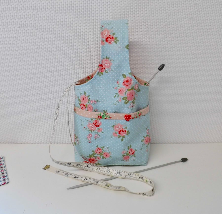 Tote bag small project bag single handle retro style