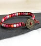 Lesbian flag coloured bead and leather bracelet, LGBTQ - Image 7