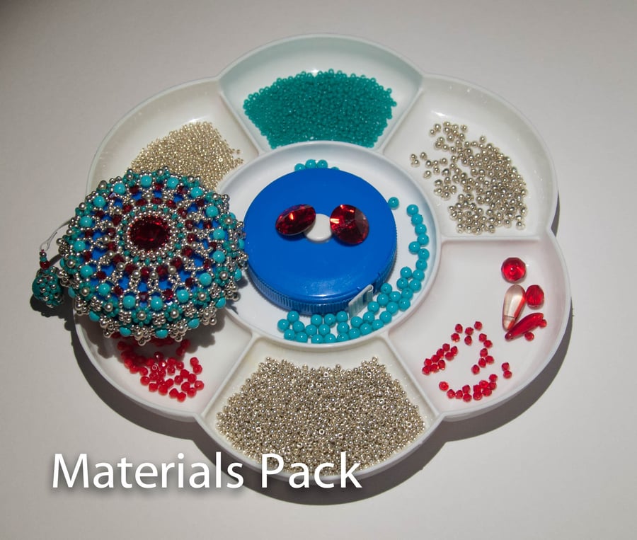 Materials Pack for Baroque Tape Measure Surround - Silver, Scarlet & Turquoise