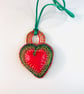 Large red rubber and wire heart pendant from recycled materials - Image 9