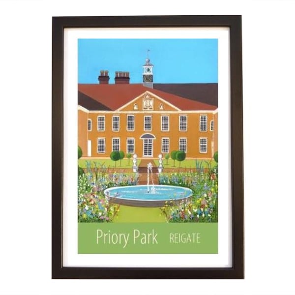 Priory Park Reigate travel poster print by Susie West