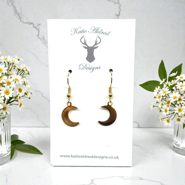 Charm Earrings - Gold Crescent Moon