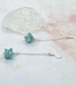 Kiwi jasper stone drop earrings on silver plated chain - Image 4