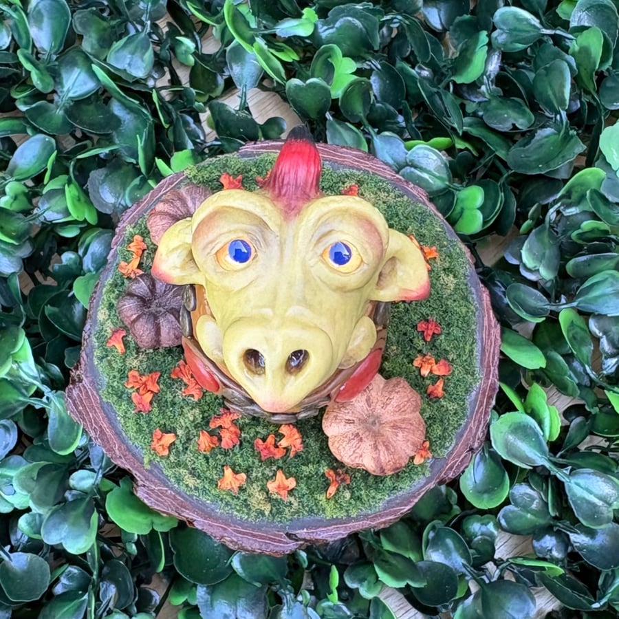 Woodland dragon, hand sculpted polymer clay dragon